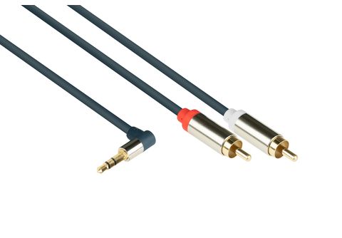 GOOD CONNECTIONS SmartFLEX, High-Quality, 3-poliger 3,5mm Klinkenstecker  gewinkelt an 2x RCA/Cinch Stecker,dunkelblau Audio Anschlusskabel
