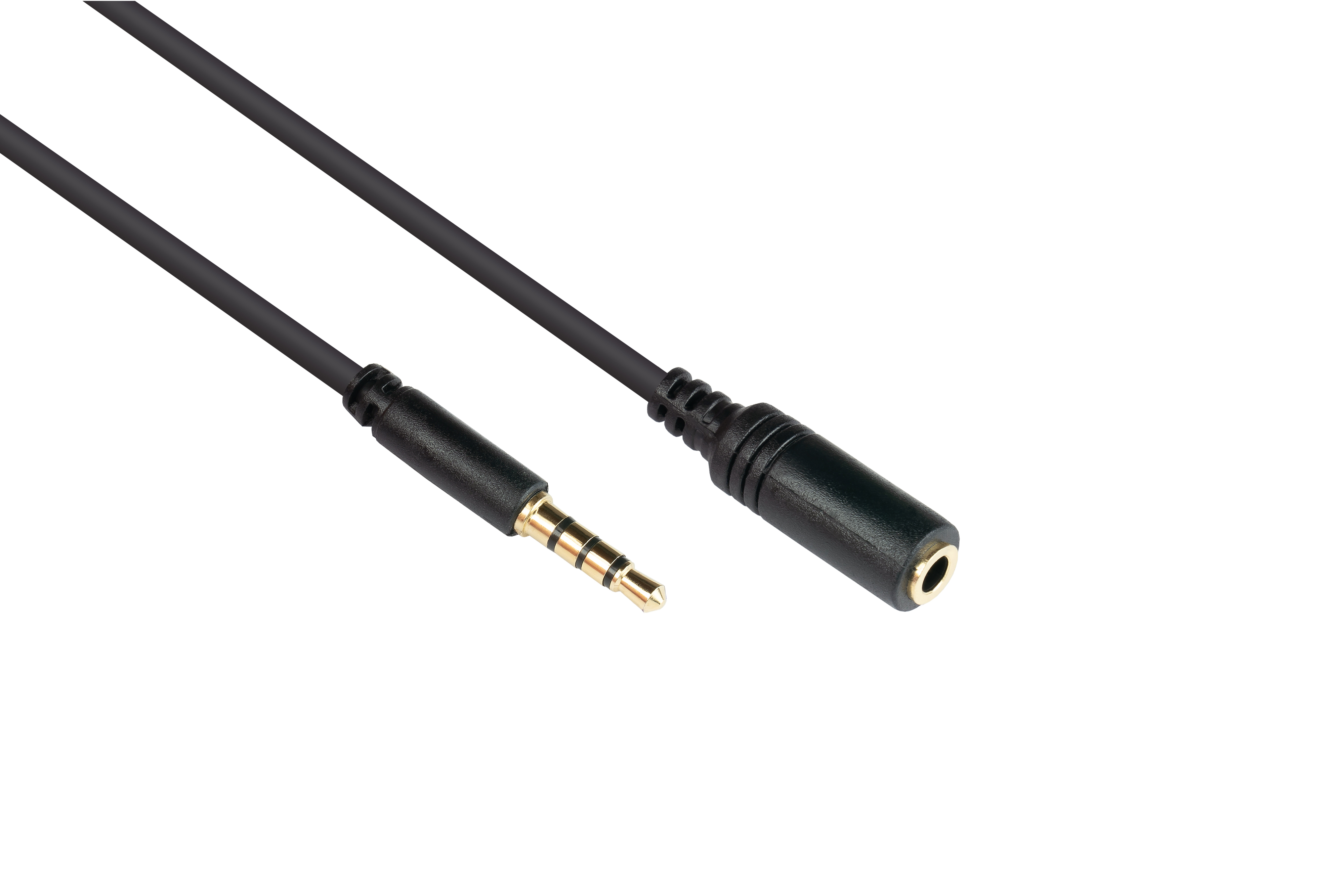 GOOD CONNECTIONS 3,5mm, schwarz CU, Klinkenverlängerung Stecker (4polig), Buchse Audio an Kontakte, vergoldete