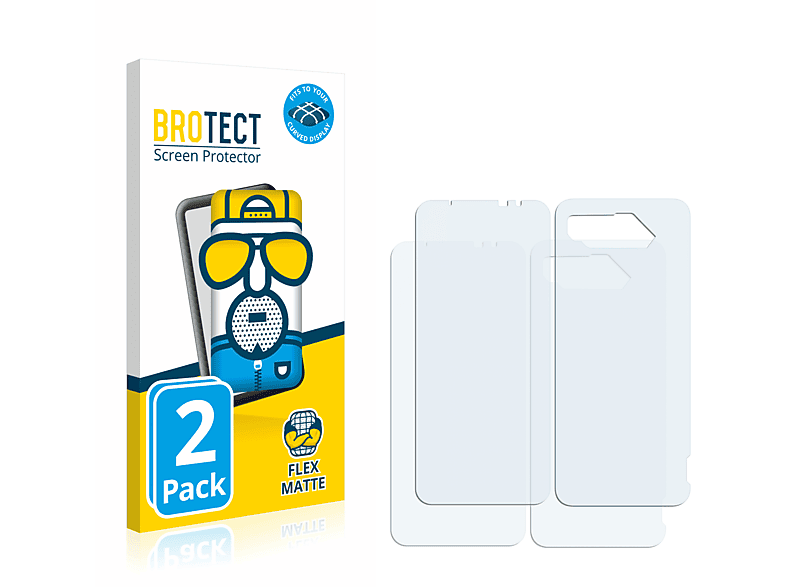 BROTECT 2x Flex Schutzfolie(für Phone 3D matt ROG ASUS Curved 5) Full-Cover