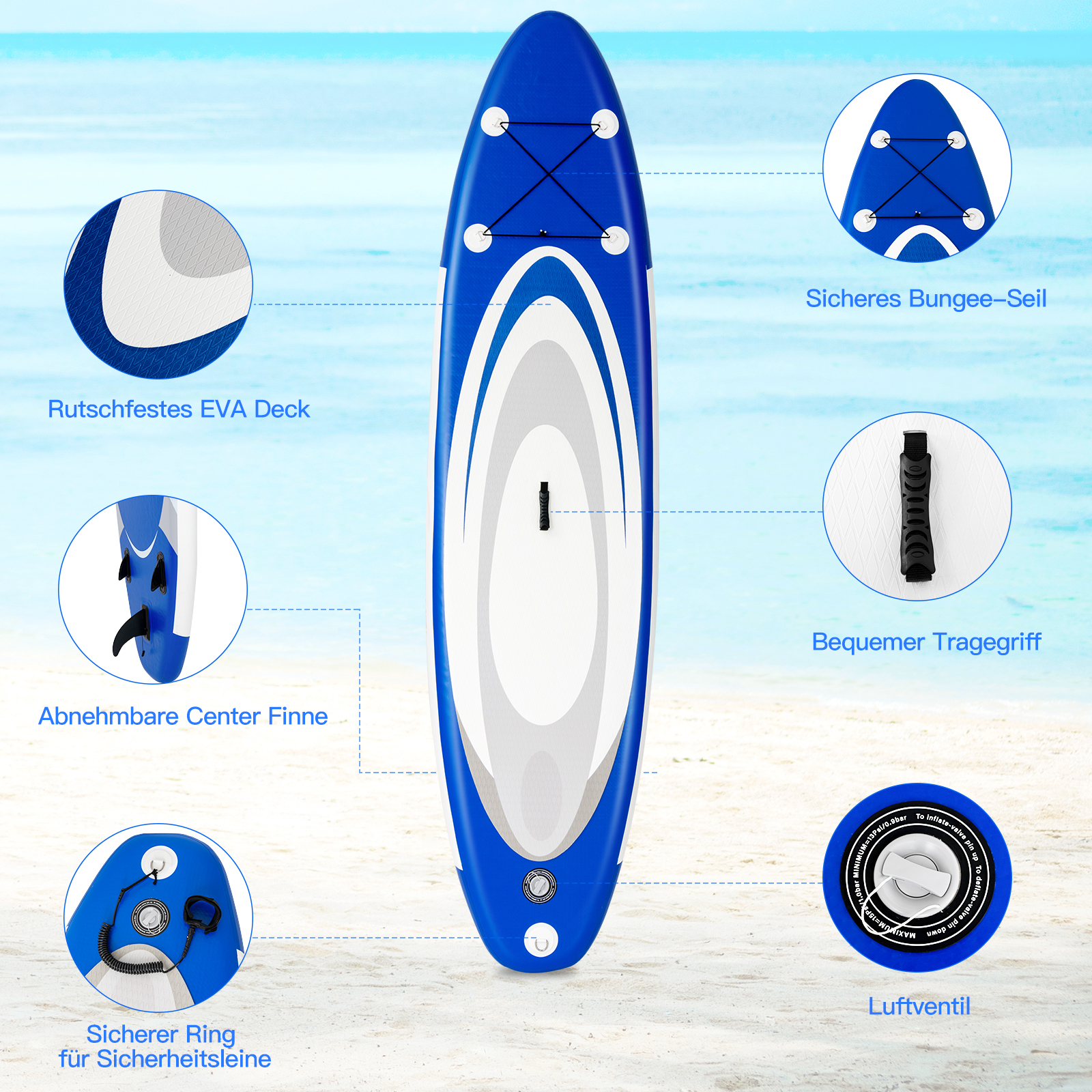 SUP Up Blau COSTWAY Stand Board Paddle,