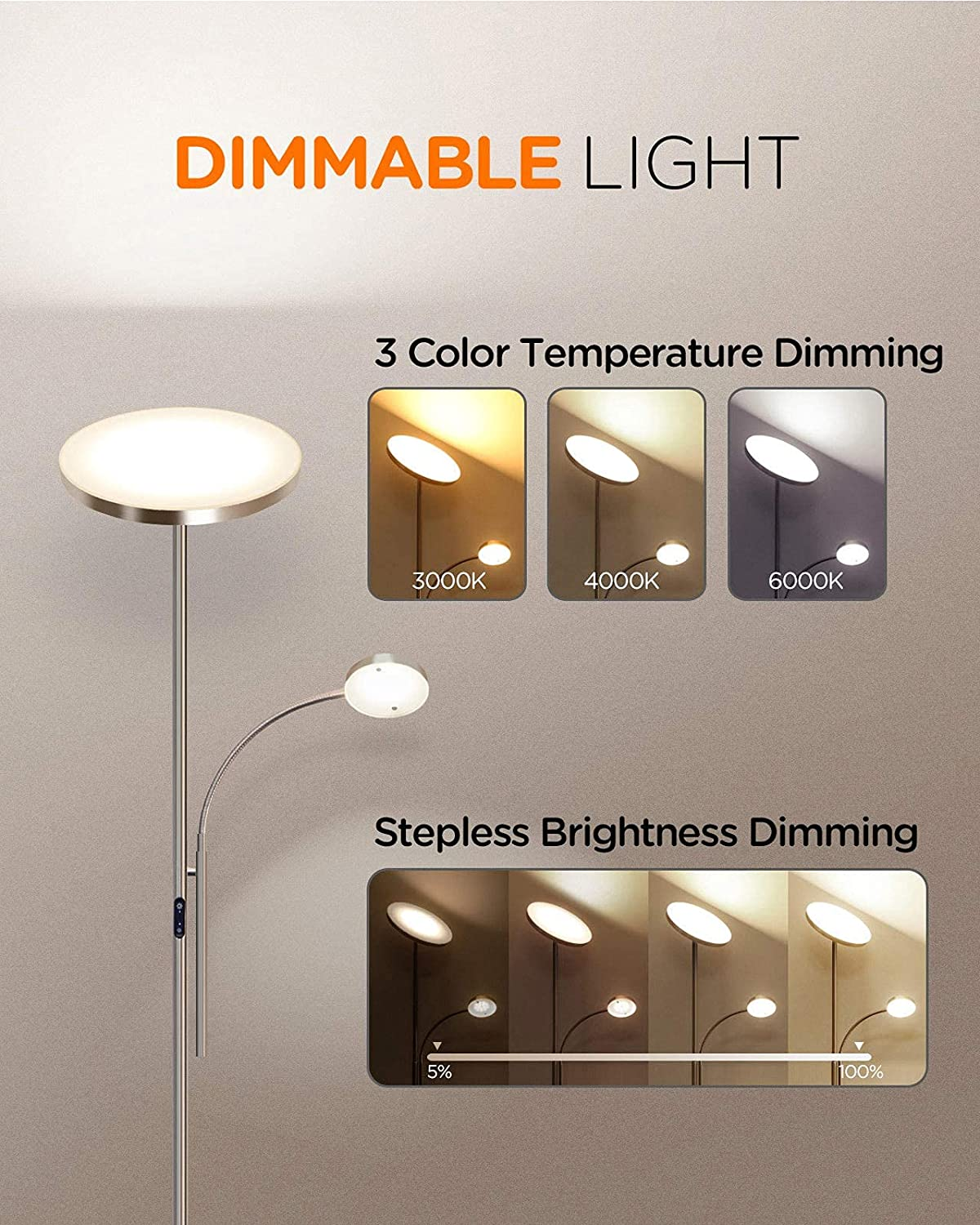 OUTONLIFE LED Stehlampe Mit Regal - Dimmbar & Fernbedienung