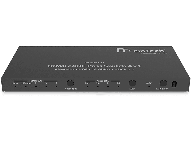 FEINTECH HDMI eARC Pass Switch 4 In 1 Out für eARCSoundbars HDMI