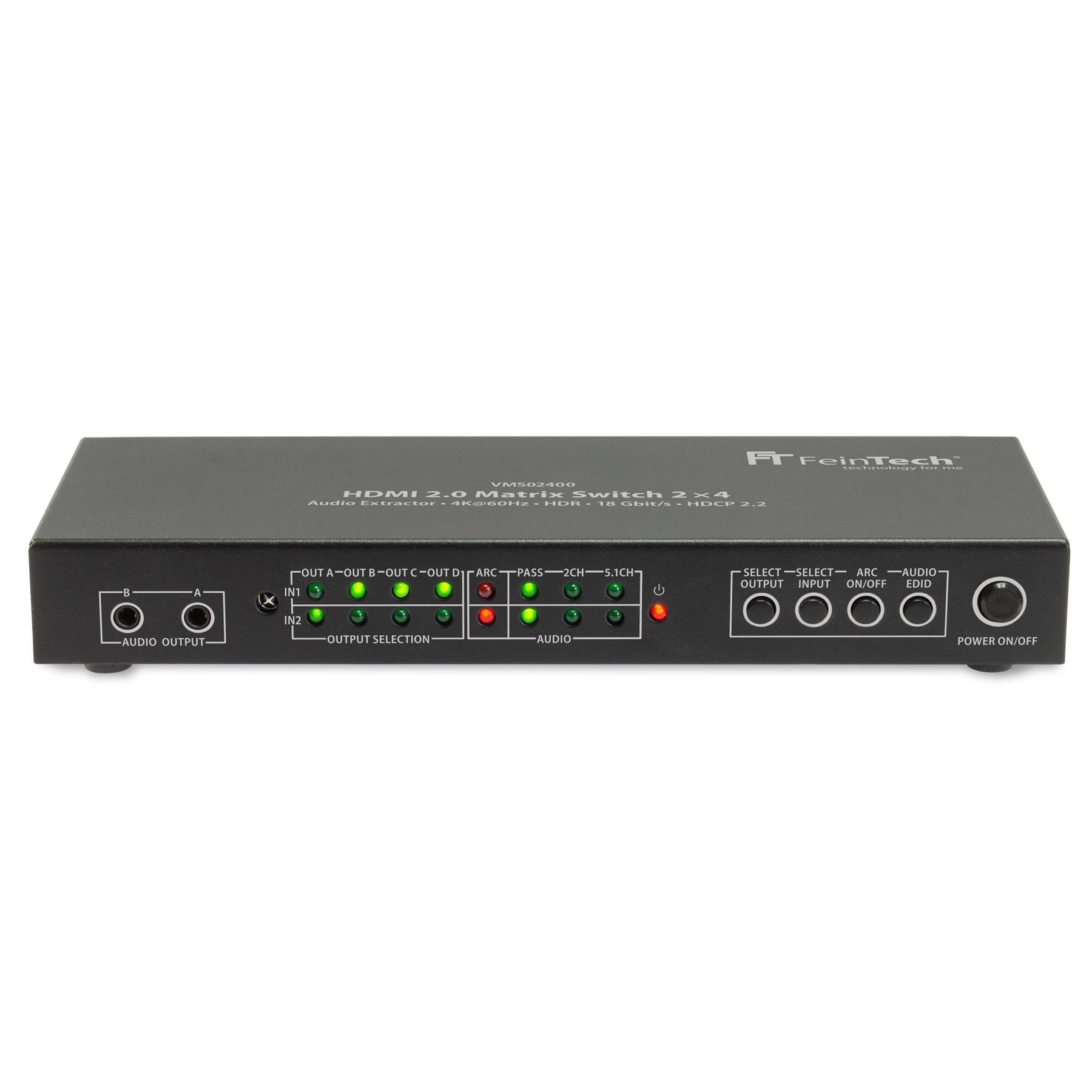 Audio 2.0 FEINTECH 2x4 Matrix Switch mit Switch Extractor ARC HDMI HDMI und Matrix