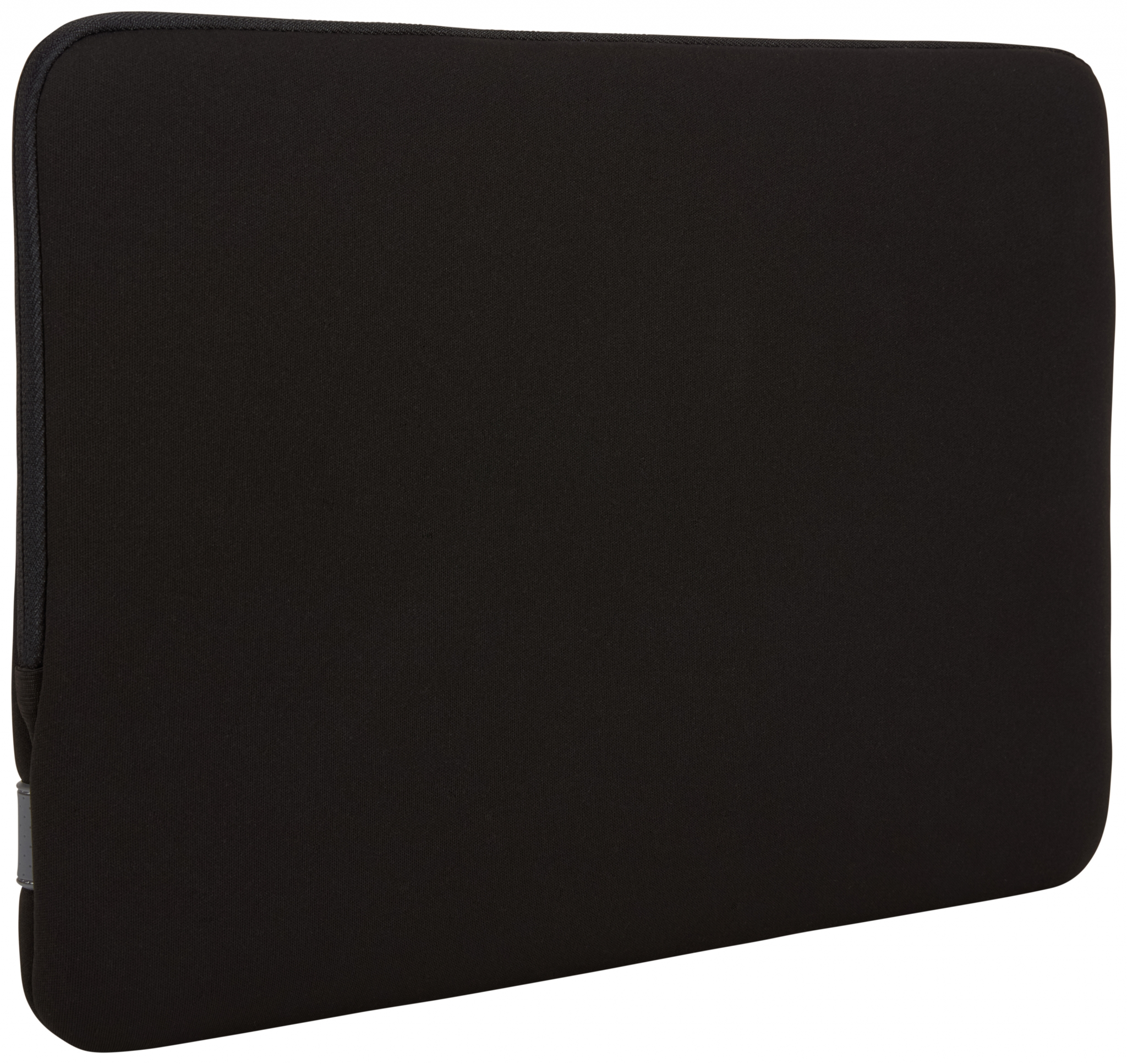 Custodia protettiva nera per laptop, con cerniera sui lati.