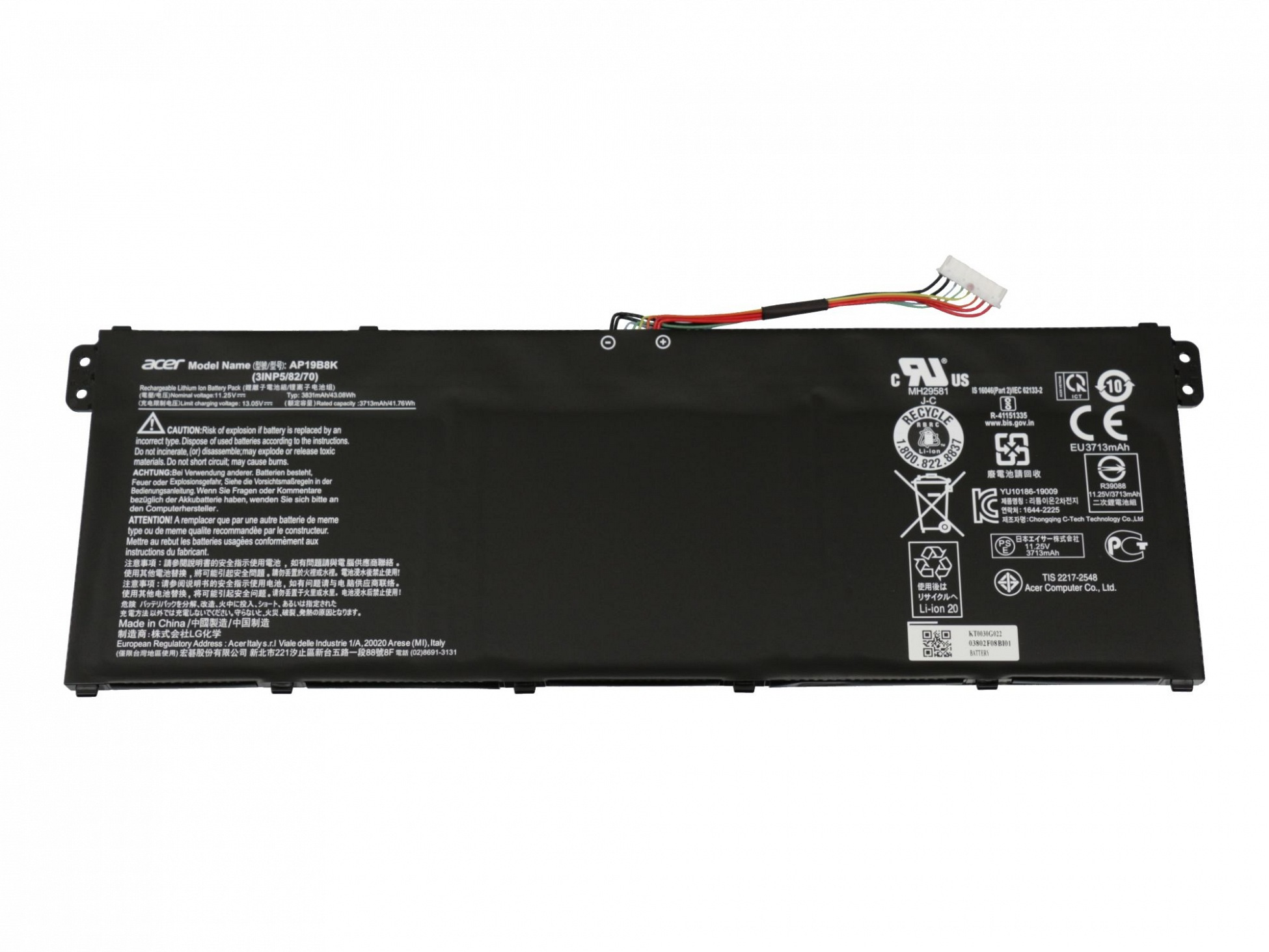 ACER KT.0030G.022 Volt, mAh 11,25V Akku, Li-Polymer (Typ AP19B8K) 11.25 Original 3831