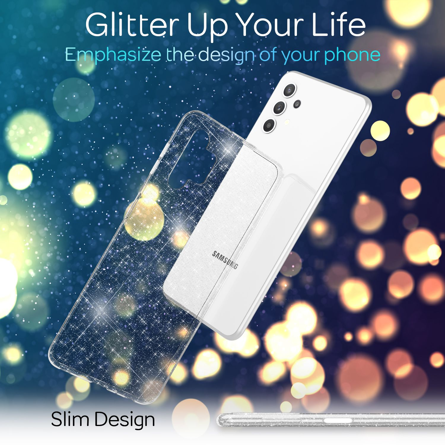 Silikon Klare NALIA Galaxy A32 Glitzer 5G, Transparent Hülle, Samsung, Backcover,