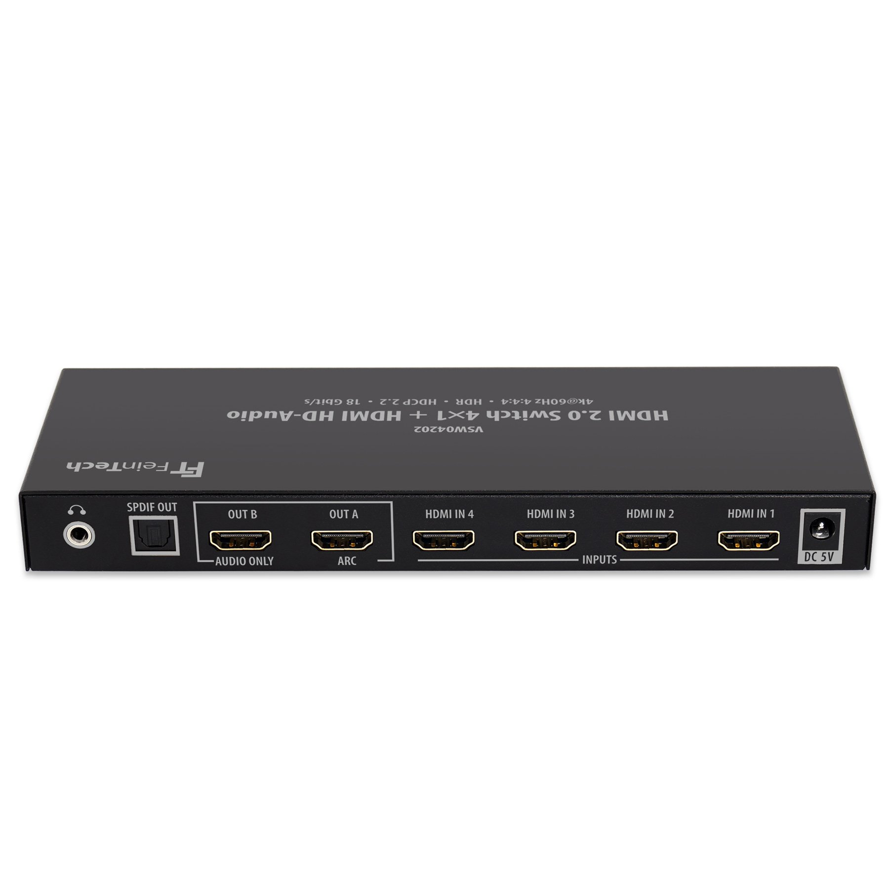 FEINTECH HDMI 2.0 HDMI HDMI Switch 4x1+1 Matrix HD-Audio mit Switch