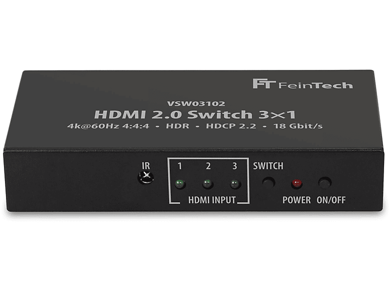 FEINTECH VSW03102 HDMI 2.0 Switch 3x1 HDMI Umschalter