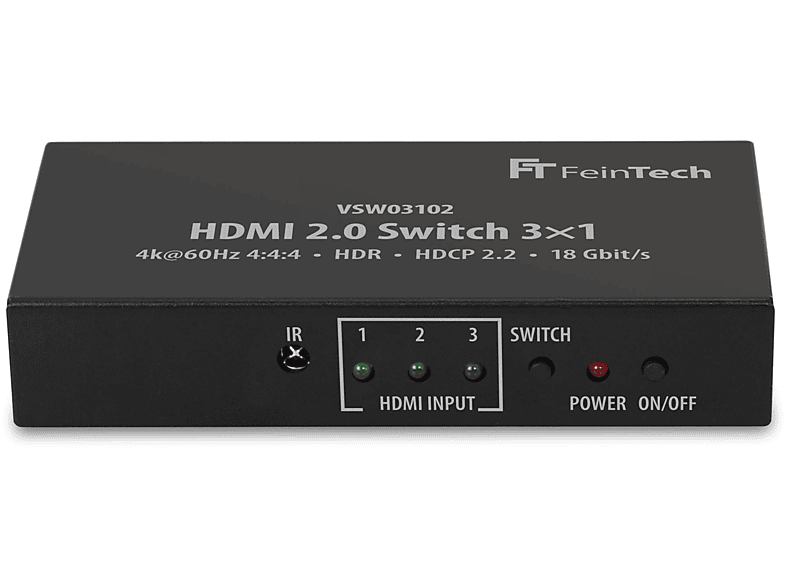 3x1 VSW03102 HDMI FEINTECH 2.0 Umschalter HDMI Switch