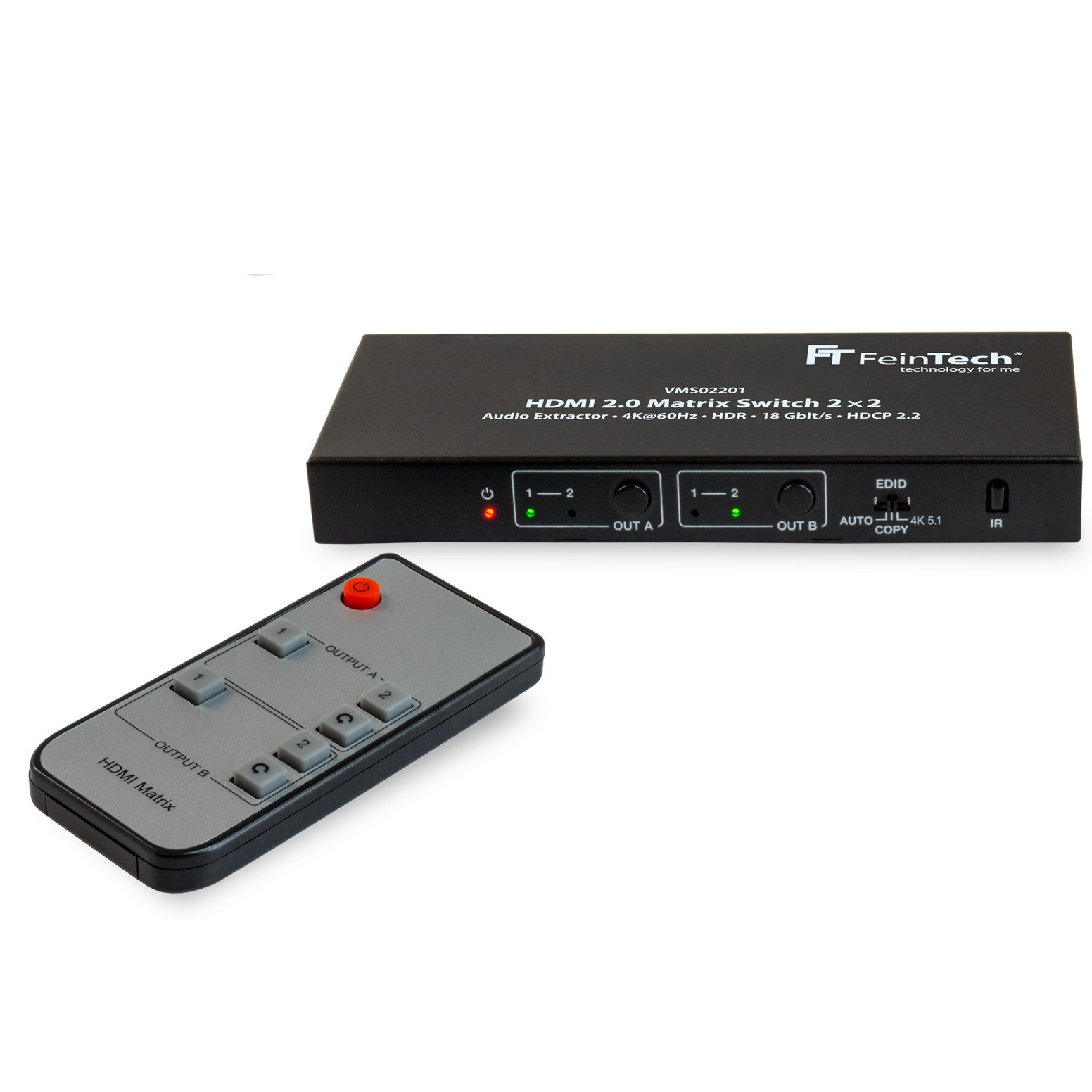 HDMI Matrix Switch Audio Extractor Switch 2x2 mit HDMI FEINTECH 2.0 Matrix