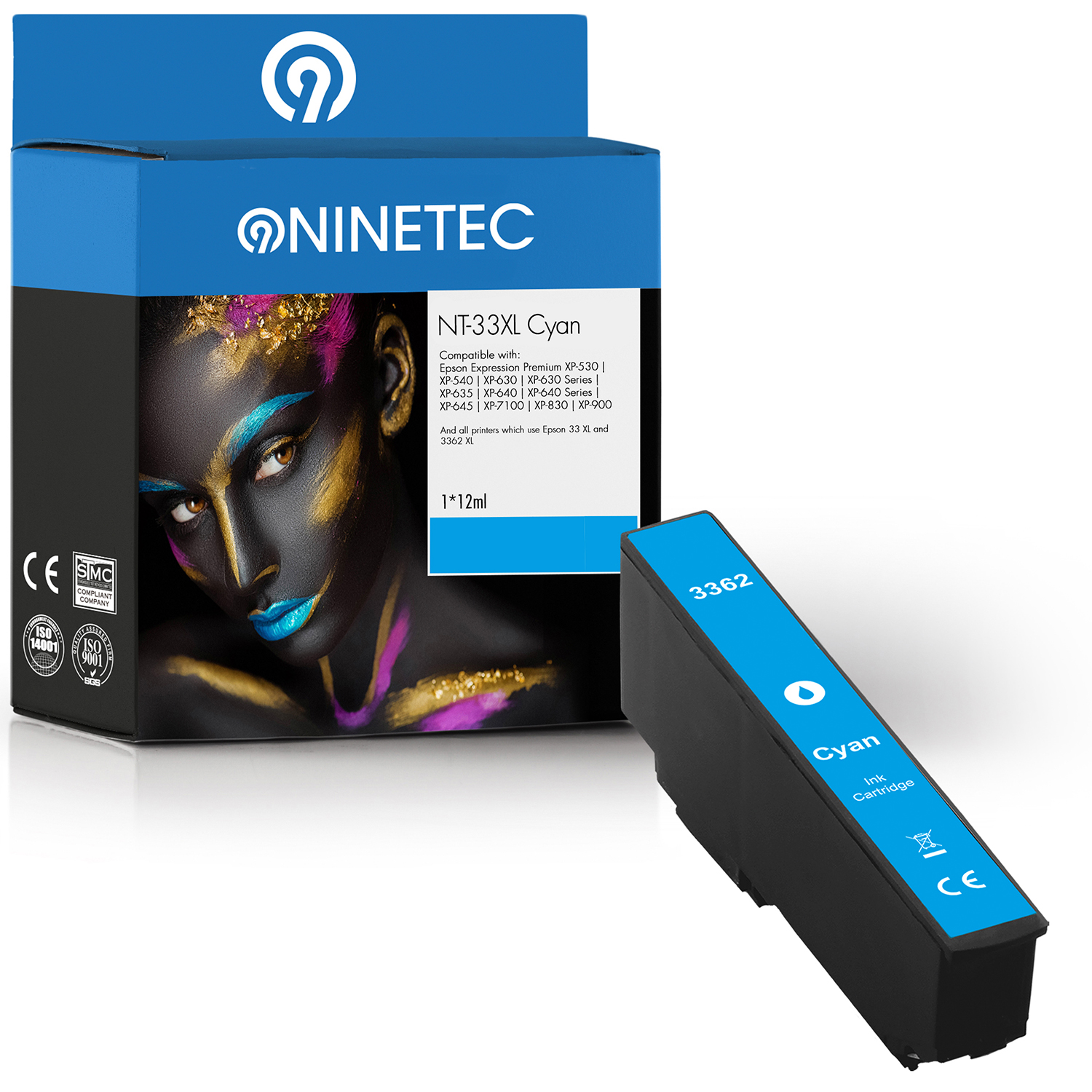 NINETEC 1 ersetzt Patrone T cyan 13 33XL 33624010) Epson Tintenpatrone T3362 (C