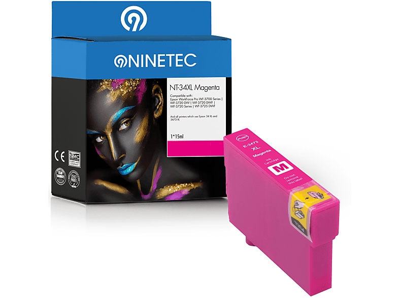 NINETEC 1 Patrone ersetzt Epson T3473 34XL Tintenpatronen magenta (C 13 T 34734010)