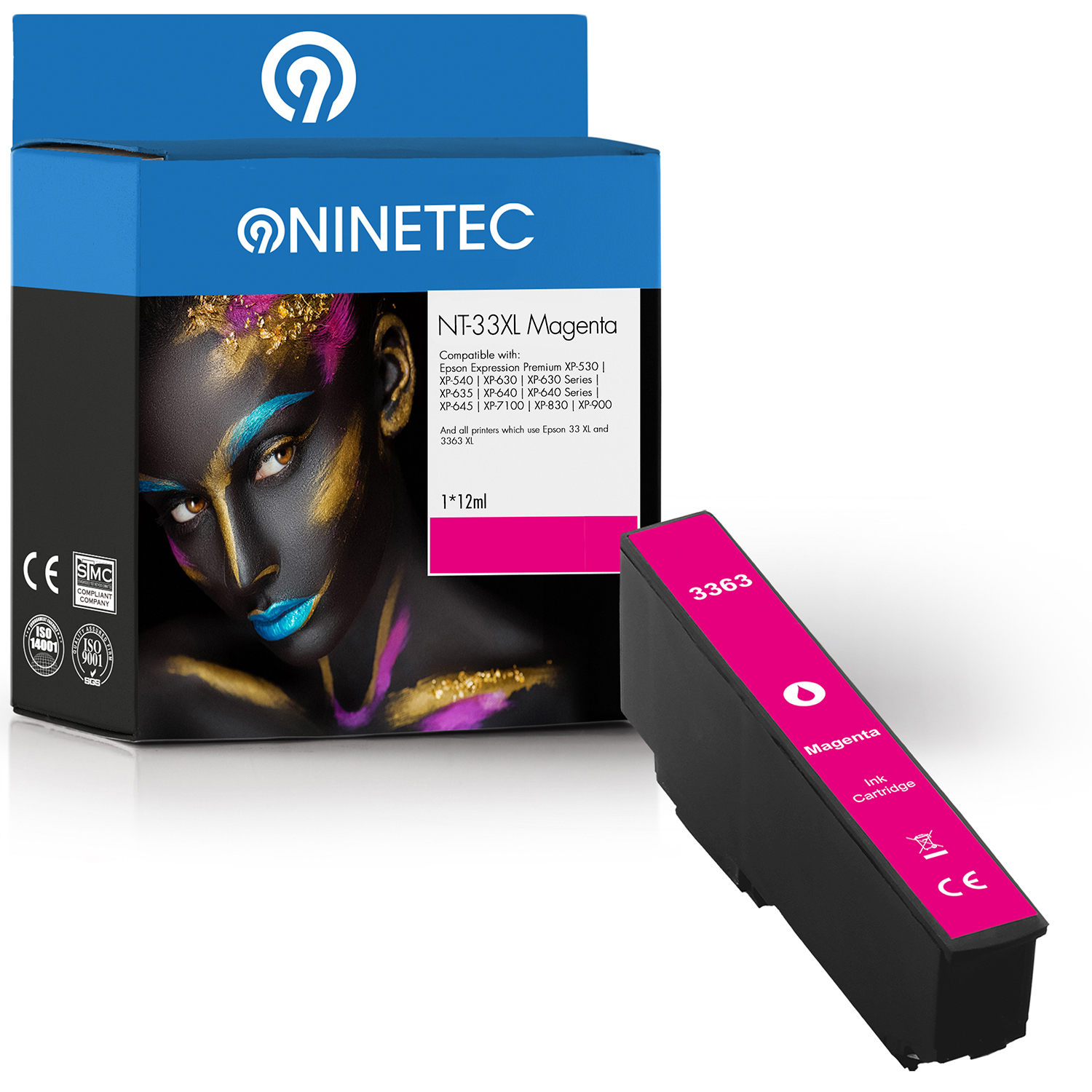 NINETEC 1 Patrone ersetzt Epson 33634010) 33XL T3363 13 T magenta (C Tintenpatrone