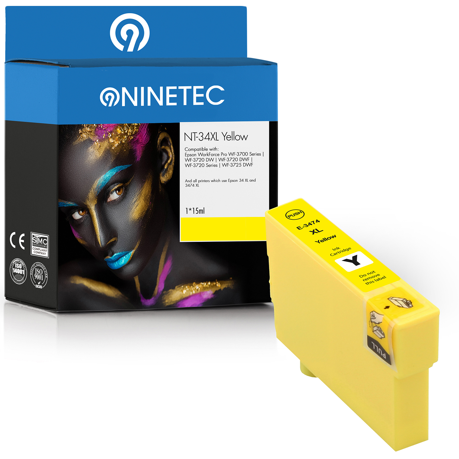 (C 34744010) Tintenpatronen NINETEC ersetzt Patrone T 13 Epson 1 yellow T3474 34XL