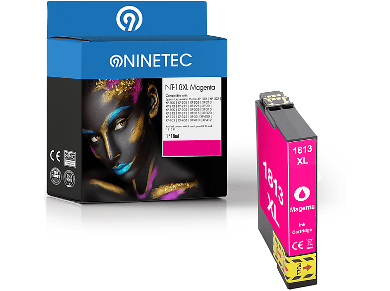 NINETEC 1 Patrone ersetzt Epson T1813 Tintenpatrone magenta (C 13 T 18134511)
