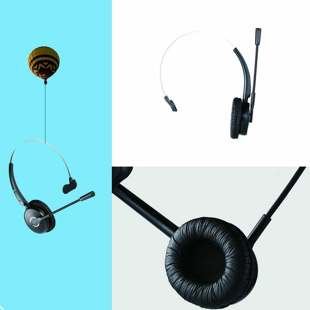 Office, Headset On-ear HAPPYSET Schwarz Bluetooth