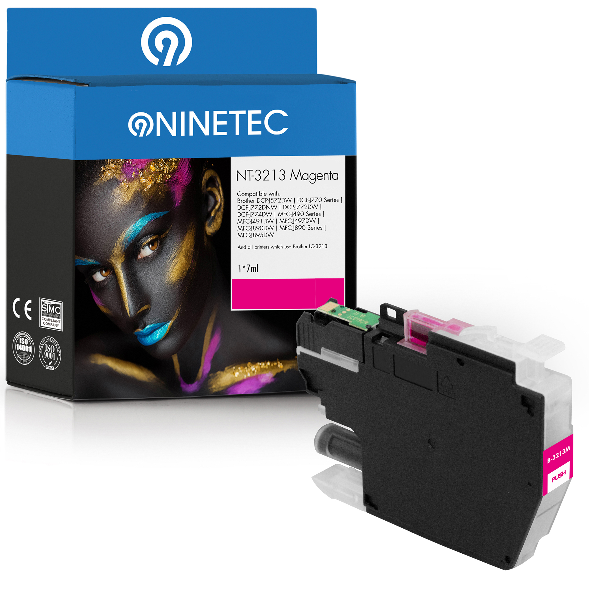 NINETEC 1 (LC-3213 M) ersetzt LC-3213 Tintenpatrone Brother magenta Patrone