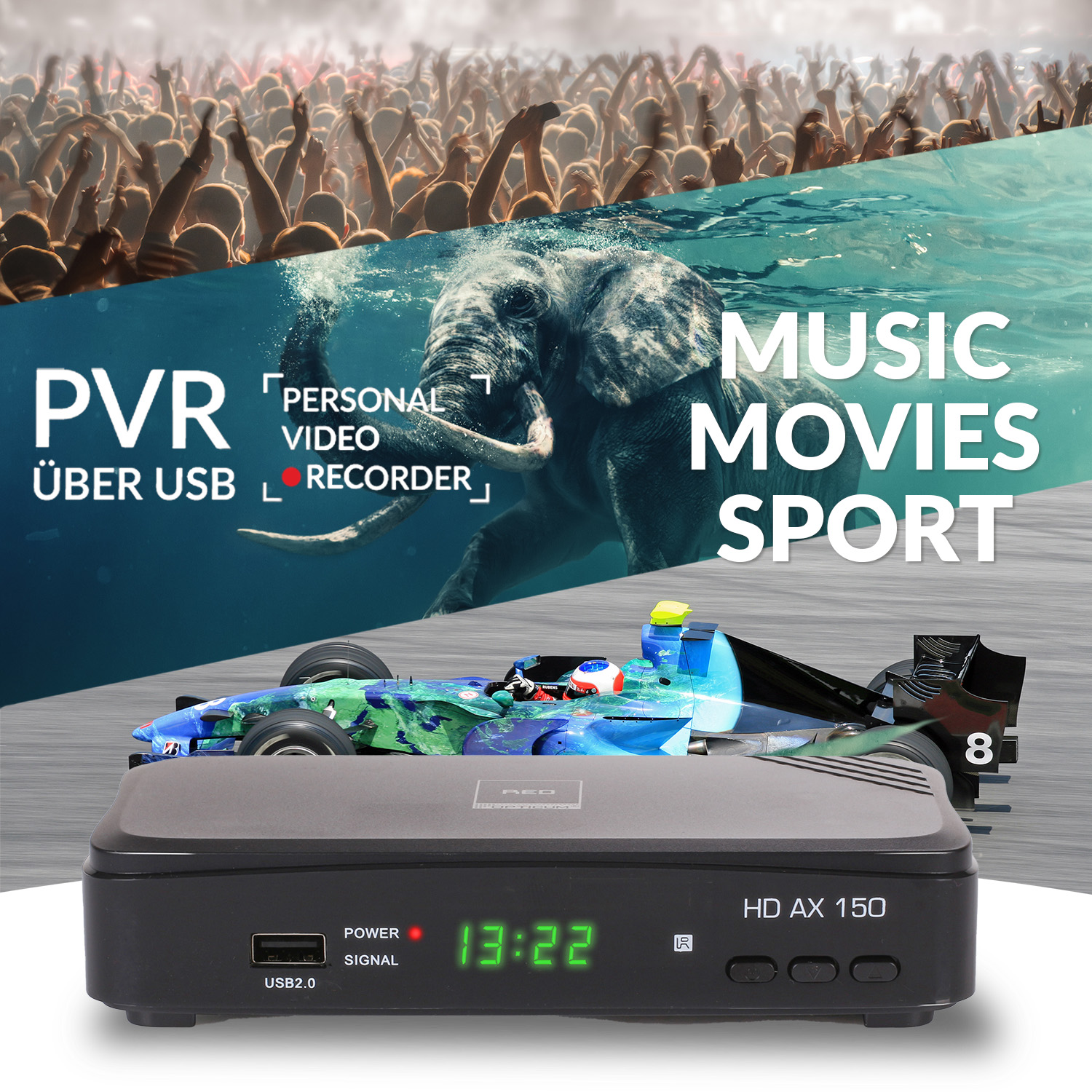 DVB-S2, PVR OPTICUM RED Opticum Sat-Receiver 150 mit schwarz) (HDTV, DVB-S, PVR-Funktion, AX