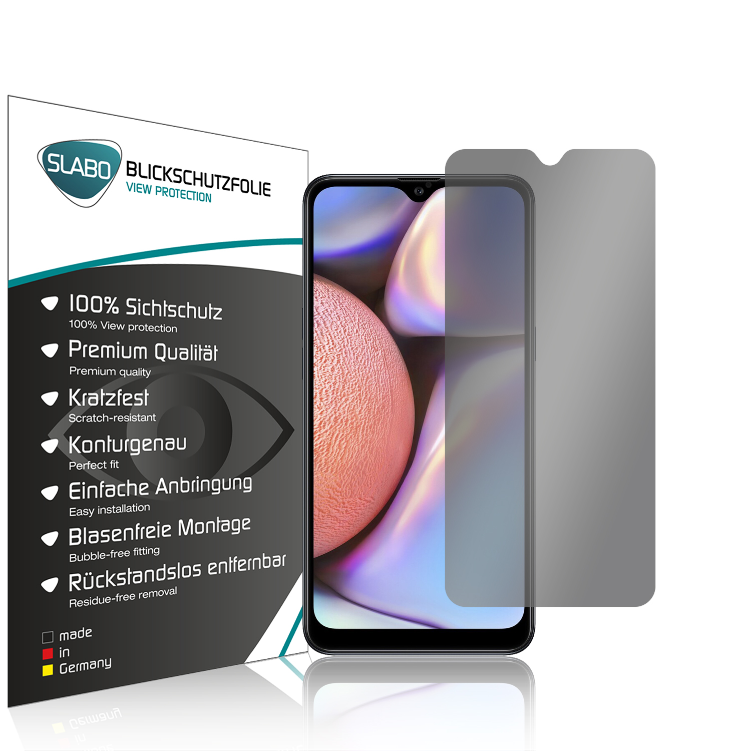 360° SLABO A10s) Samsung Galaxy Displayschutz(für Sichtschutz Blickschutzfolie 4-Way