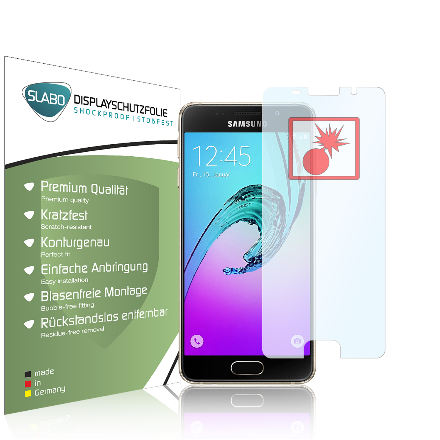 SLABO 2x flexible Panzerschutzfolie Displayschutz(für Shockproof Samsung Galaxy A3)