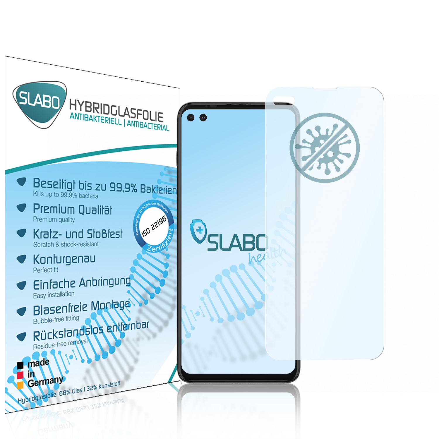 SLABO antibakterielle Hybridglasfolie Moto (5G)) Displayschutz(für Motorola flexible G100