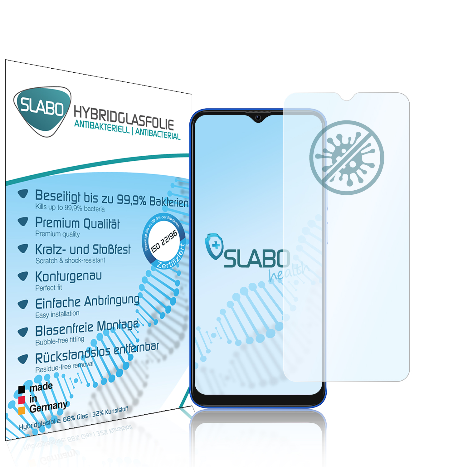 SLABO antibakterielle flexible Hybridglasfolie A70) Displayschutz(für Blackview