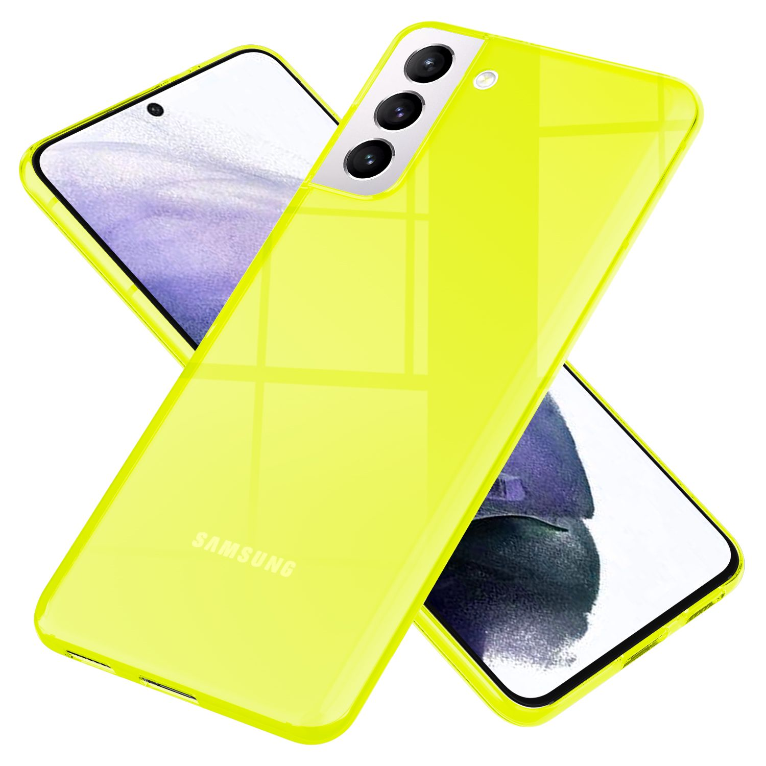 NALIA Klar Hülle, S21 Galaxy Backcover, Neon Plus, Samsung, Gelb Transparente Silikon