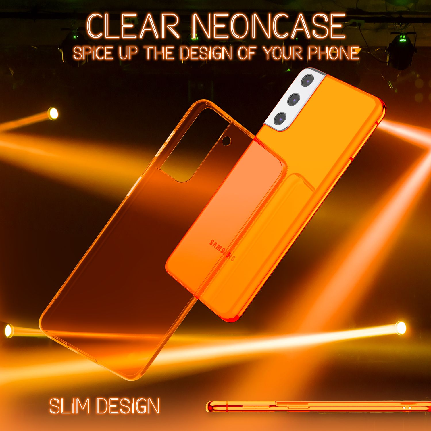 Samsung, NALIA Silikon Klar Neon Galaxy Orange Hülle, S21, Backcover, Transparente