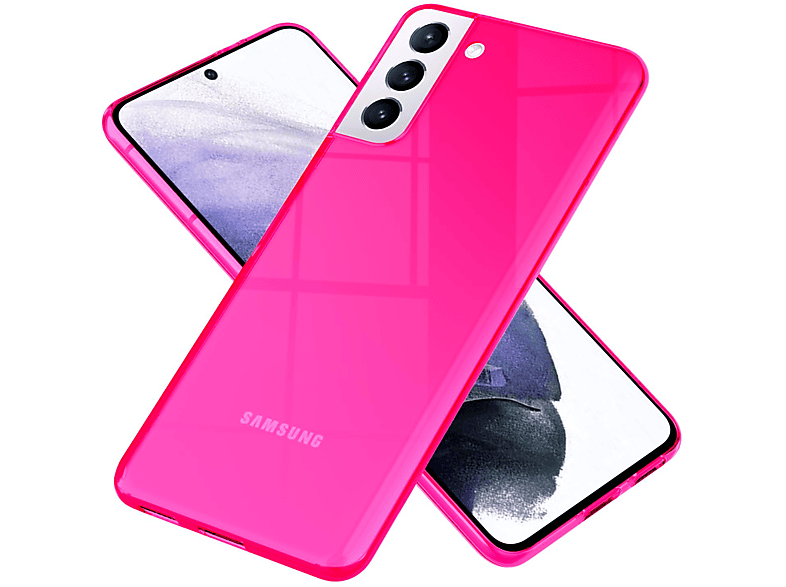 NALIA Klar Transparente Neon Galaxy Samsung, Hülle, Pink Silikon Plus, S21 Backcover