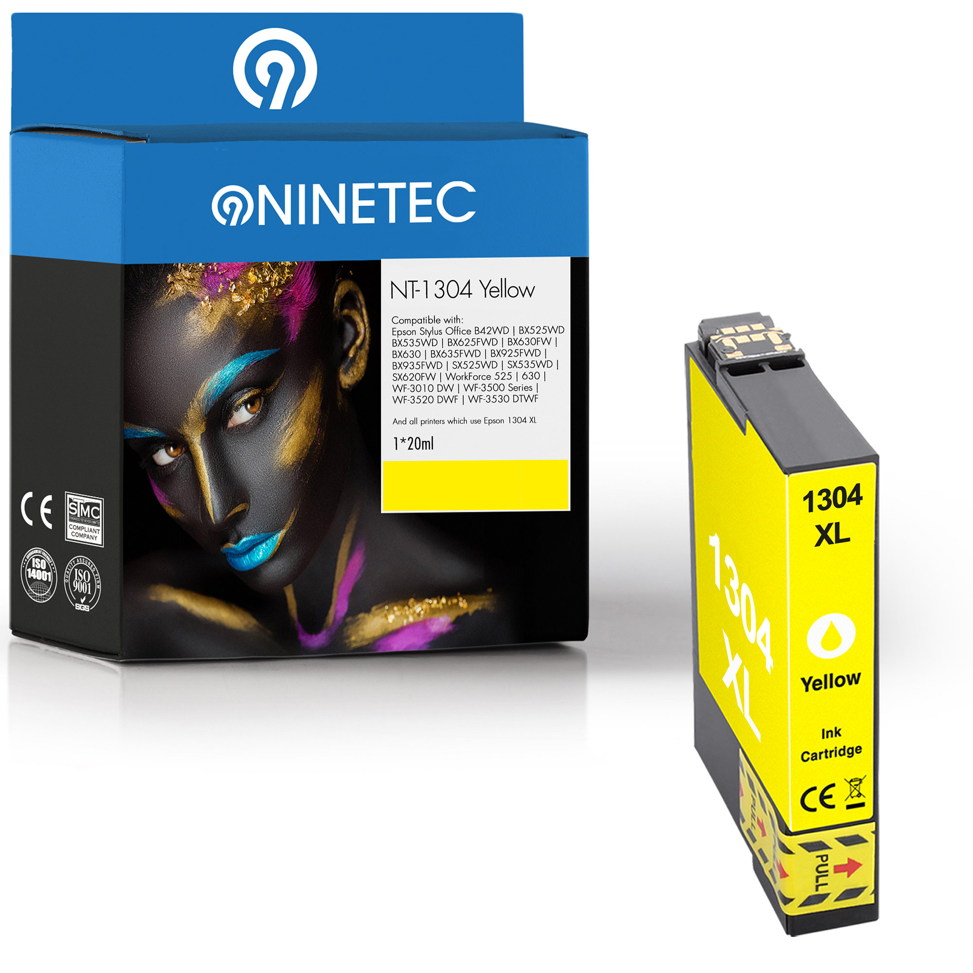 NINETEC 1 Patrone 13 Tintenpatrone Epson T T1304 13044010) (C ersetzt yellow