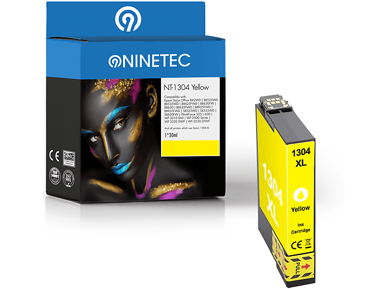 NINETEC 1 Patrone ersetzt Epson T1304 Tintenpatrone yellow (C 13 T 13044010)