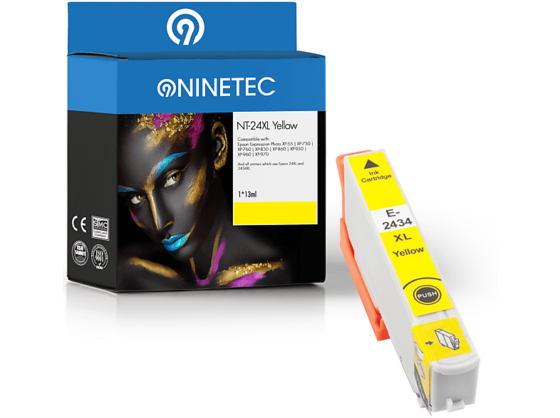 NINETEC 1 Patrone ersetzt Epson T2434 24XL Tintenpatrone yellow (C 13 T 24344010)