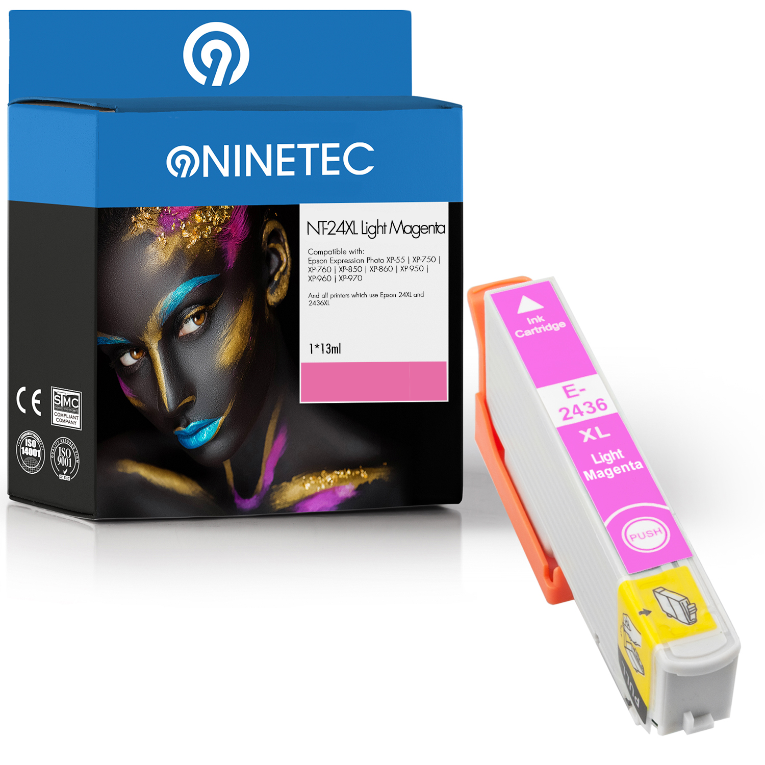 NINETEC 1 lightmagenta 24XL Tintenpatrone 24364010) Epson ersetzt 13 T (C T2436 Patrone