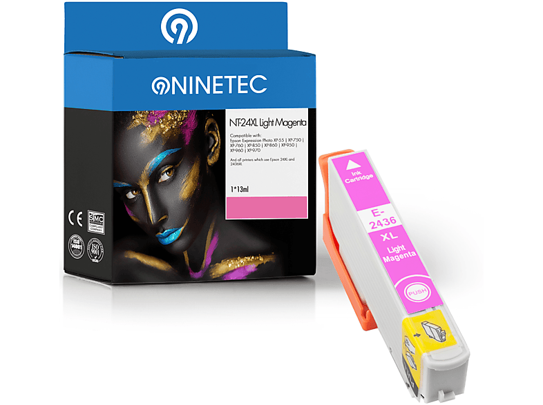 NINETEC 1 Patrone Epson ersetzt lightmagenta T Tintenpatrone 13 T2436 24XL (C 24364010)