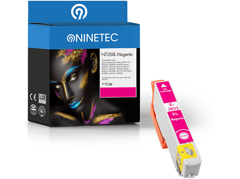 NINETEC ersetzt T T2633 1 26334010) magenta Tintenpatrone Patrone Epson (C 26XL 13