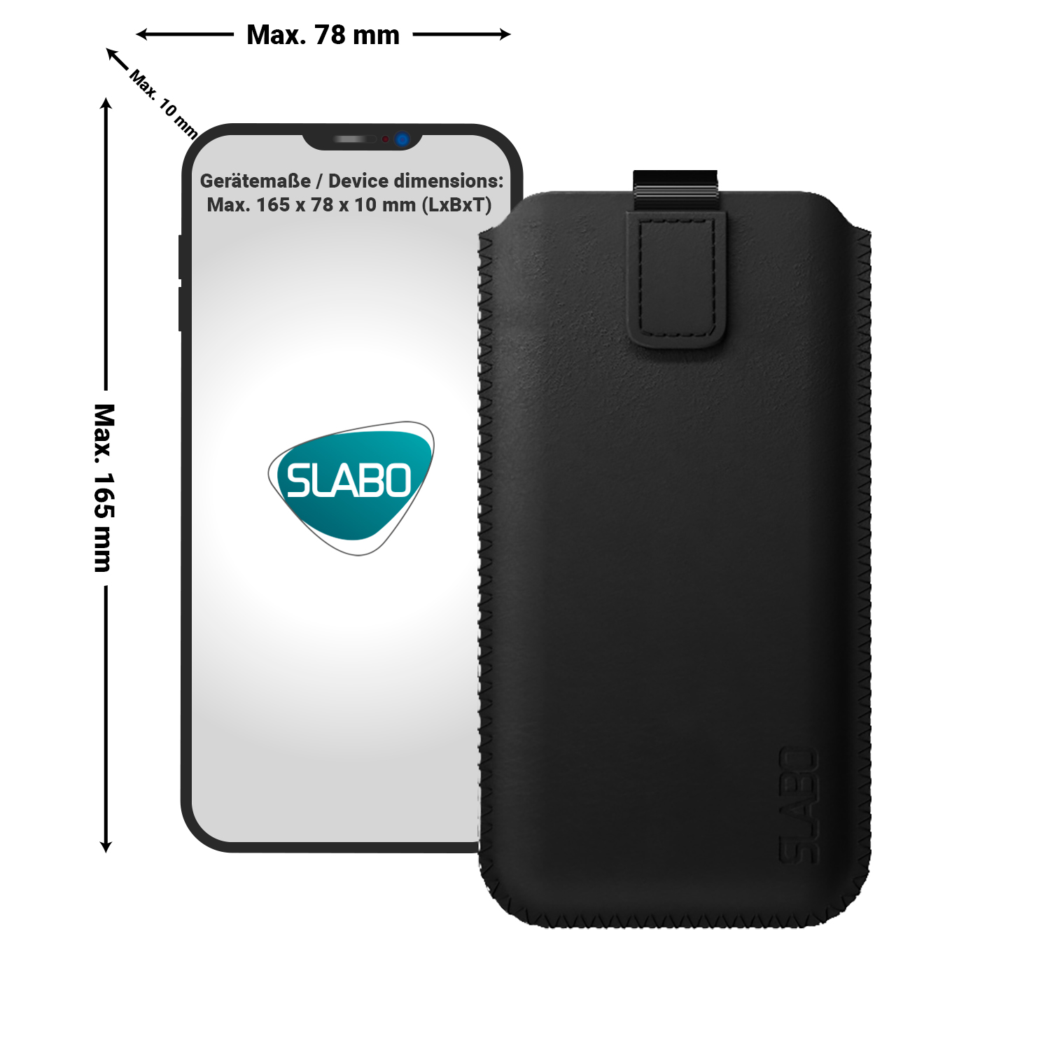 universelle Case Handyhülle universal SLABO mit Magnetverschluss EOS Schwarz