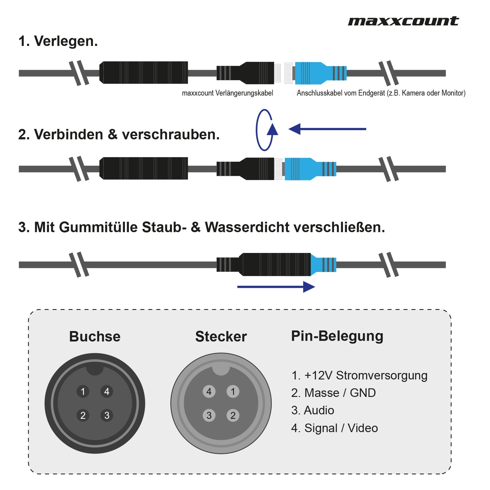 10m MAXXCOUNT Verlängerungskabel