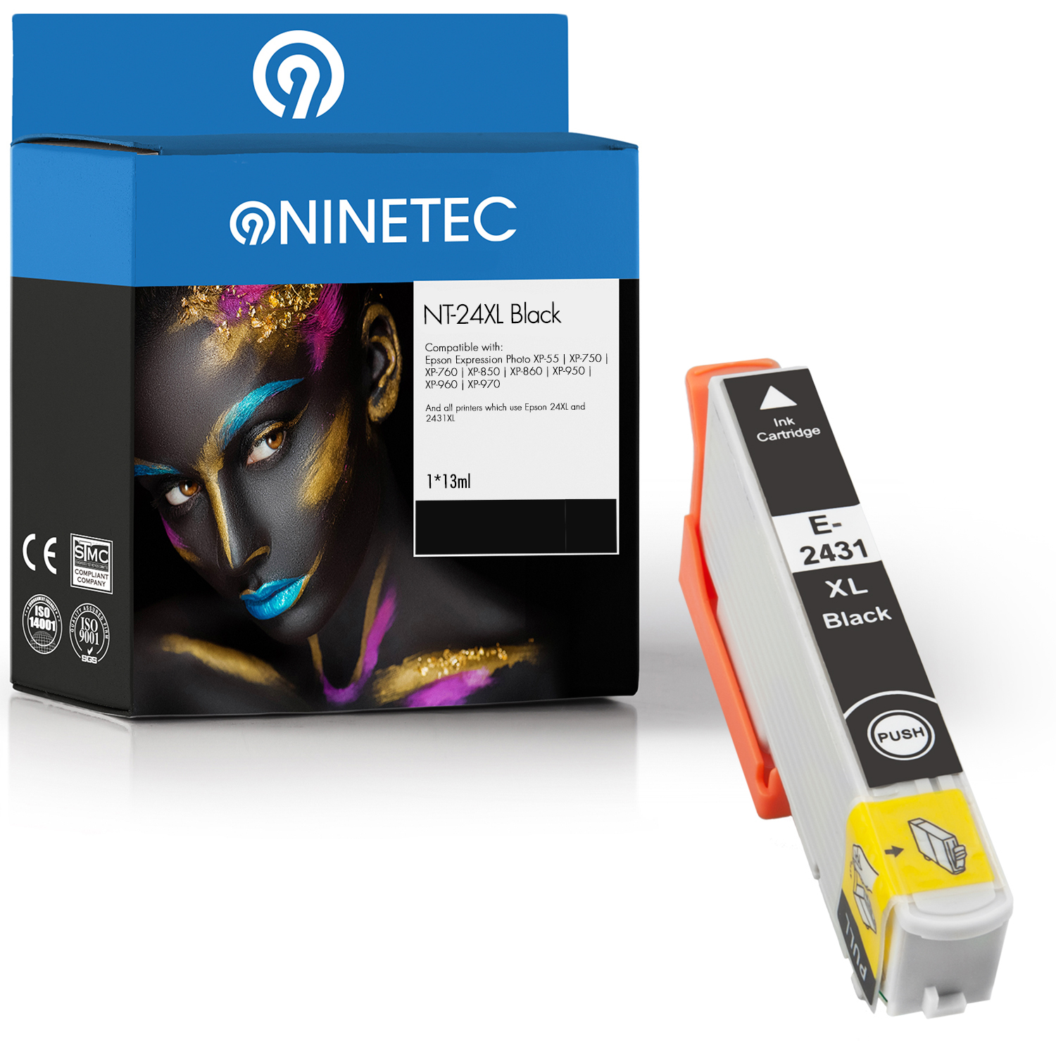 NINETEC 1 T Epson 24XL T2431 13 ersetzt Tintenpatrone (C Patrone black 24314010)