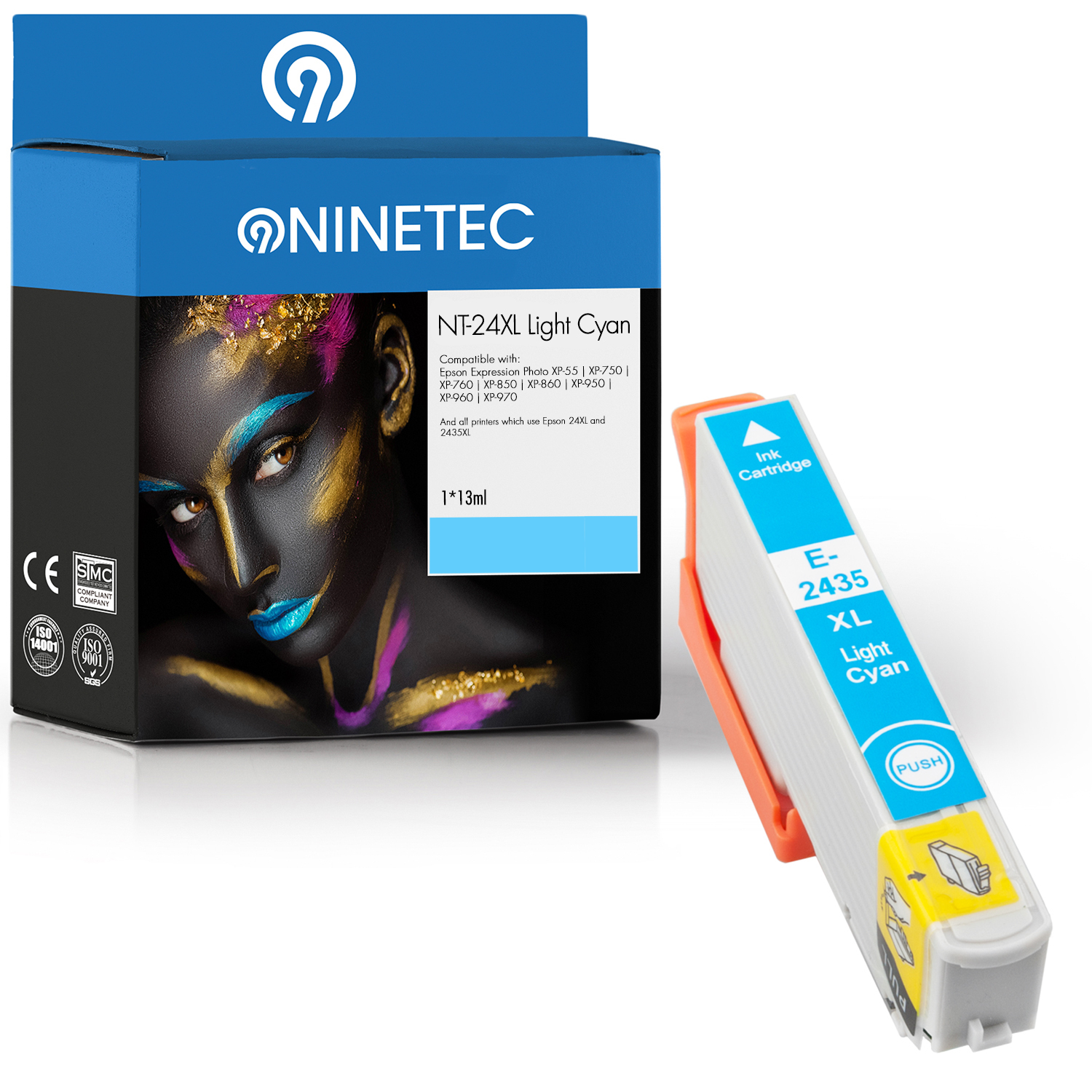 NINETEC 1 (C T 24XL Patrone ersetzt T2435 13 24354010) Epson Tintenpatrone lightcyan