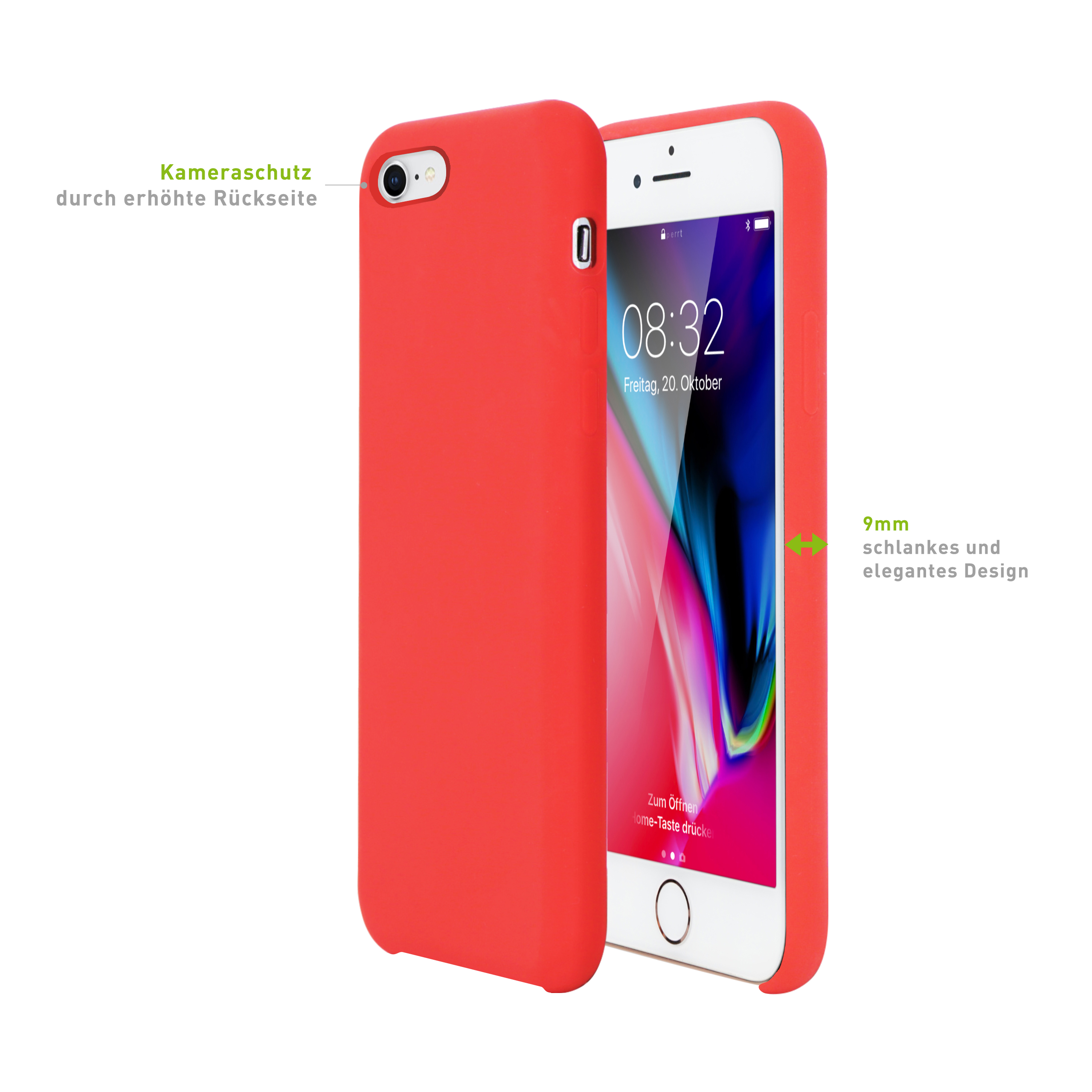 Schutzhülle Apple, Red, Plus Silikon red KMP Backcover, 8 für 8 iPhone Plus, iPhone