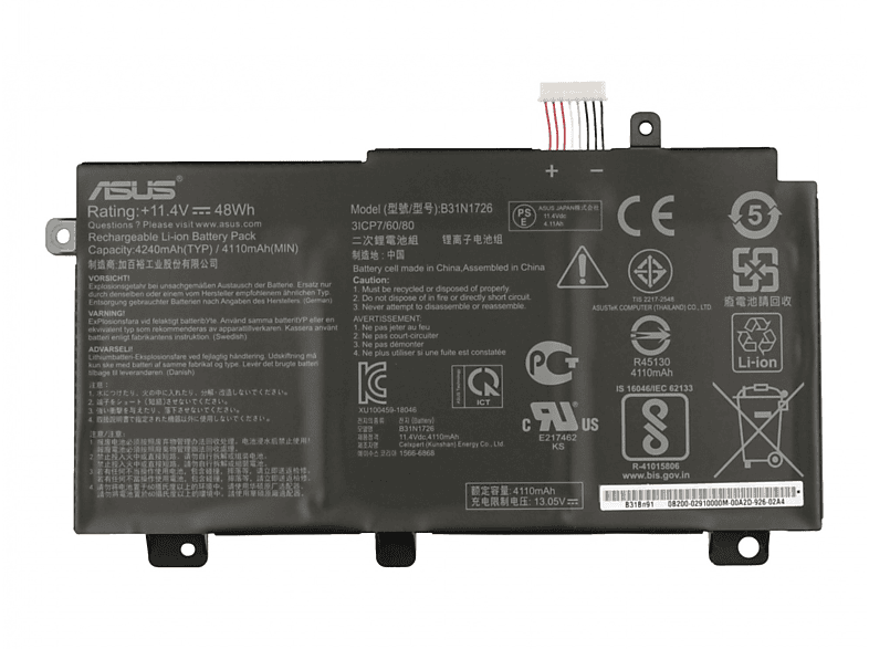 Volt, ASUS 11.4 4240 mAh Akku, Li-Polymer Original 0B200-02910000