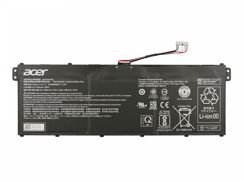 11,25V mAh ACER Akku, 4471 AP18C4K 11.25 (Typ AP18C8K) Volt, Original Li-Polymer