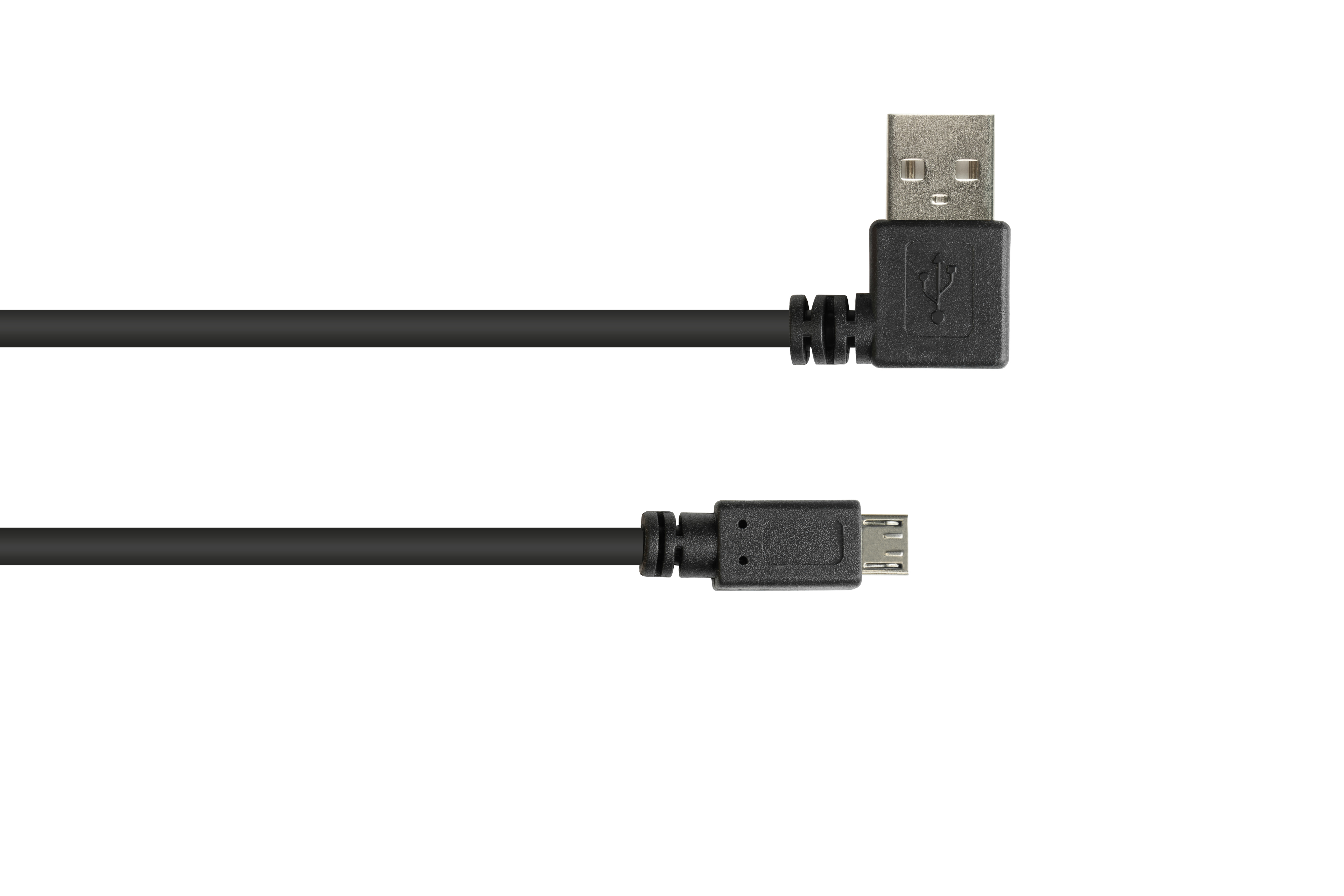 gewinkelt Micro Stecker Anschlusskabel B, EASY CONNECTIONS GOOD Stecker USB A 2.0 schwarz an