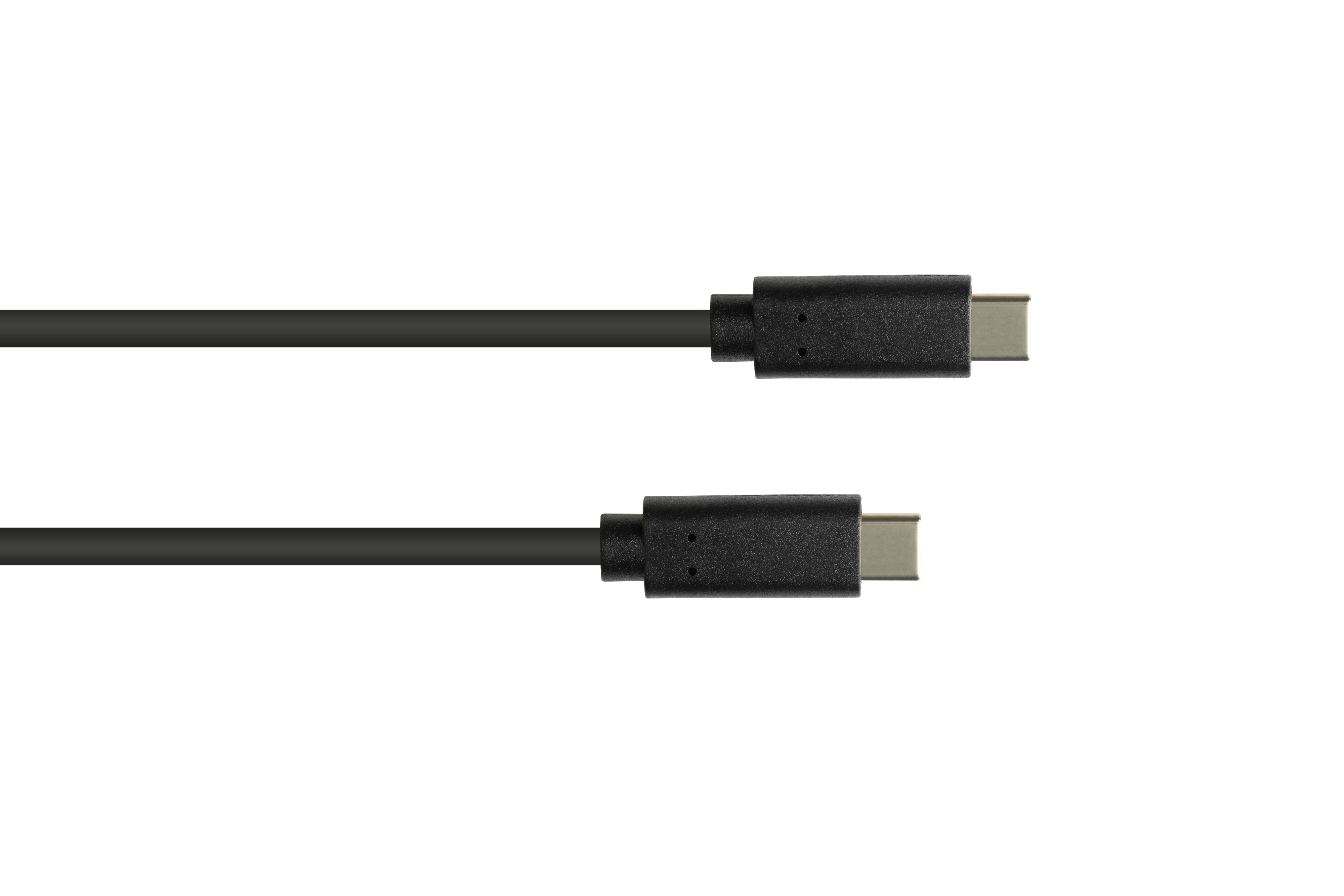 Due cavi USB-C neri affiancati su sfondo bianco.