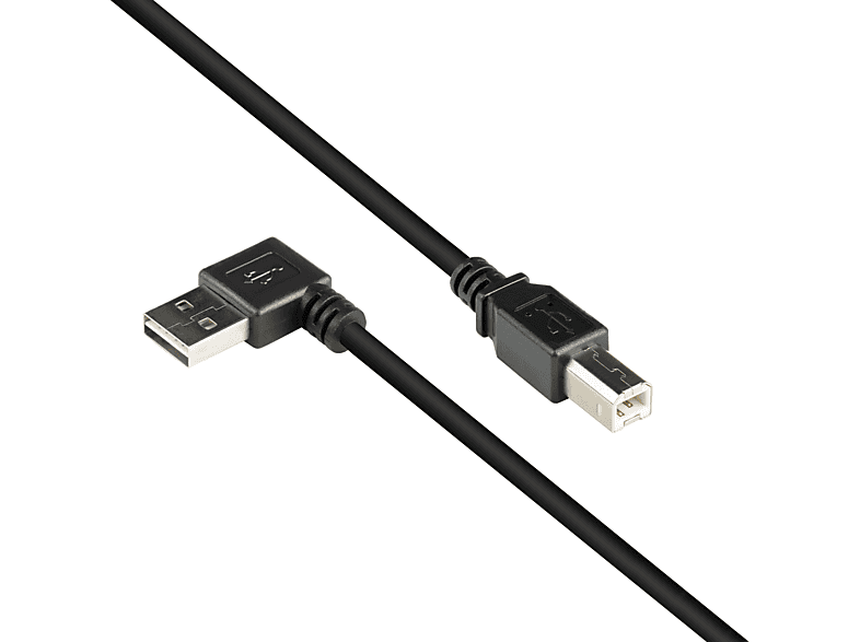 KABELMEISTER USB 2.0 EASY Stecker A gewinkelt an Stecker B, schwarz Anschlusskabel