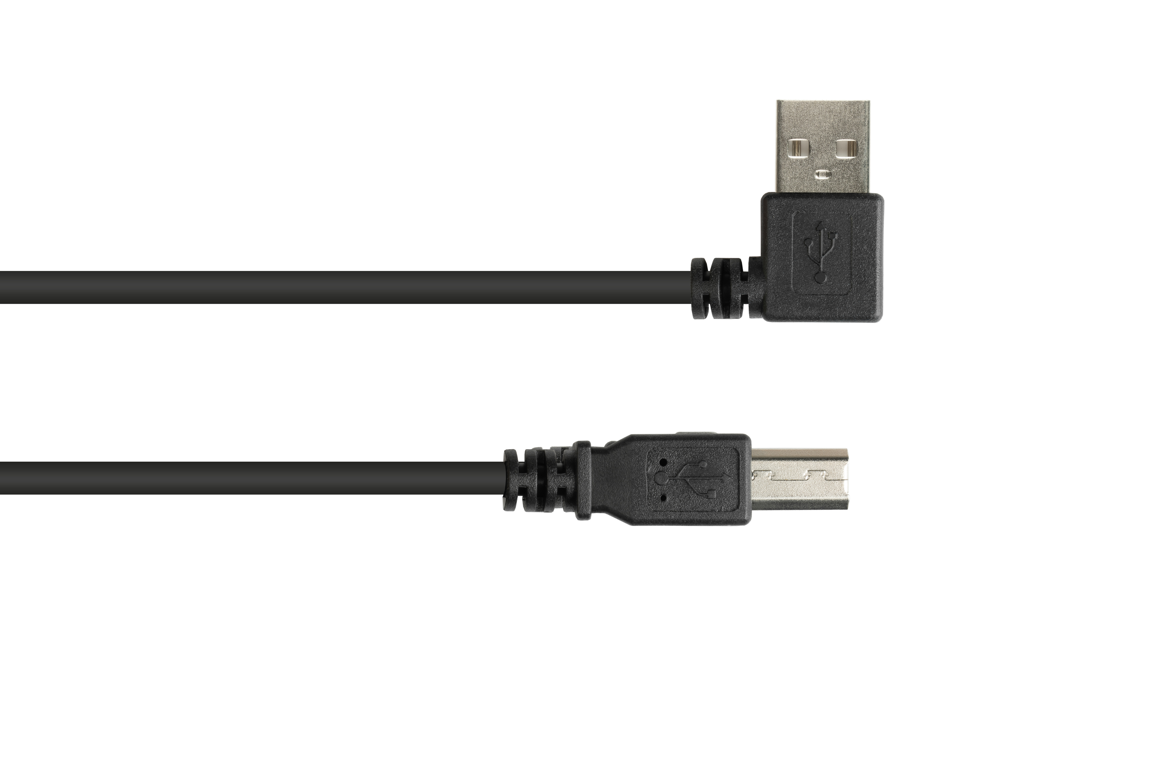 GOOD CONNECTIONS USB 2.0 EASY gewinkelt B, Anschlusskabel Stecker an A Stecker schwarz