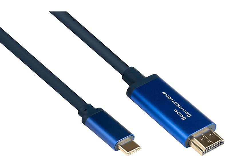 GOOD CONNECTIONS USB-C™ an HDMI 2.0b SmartFLEX Kabel, 4K UHD @60Hz, Aluminiumgehäuse, CU, dunkelblau Adapterkabel