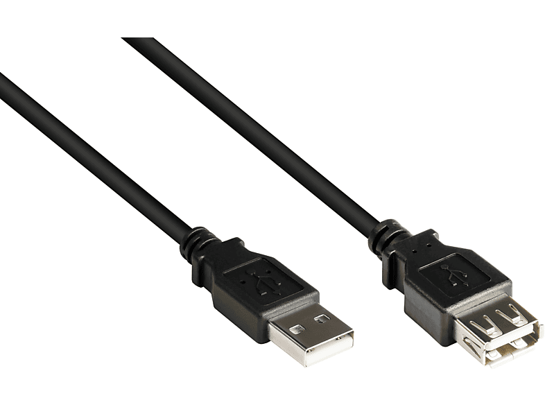 KABELMEISTER USB 2.0 an A, schwarz Buchse Verlängerungskabel Stecker A