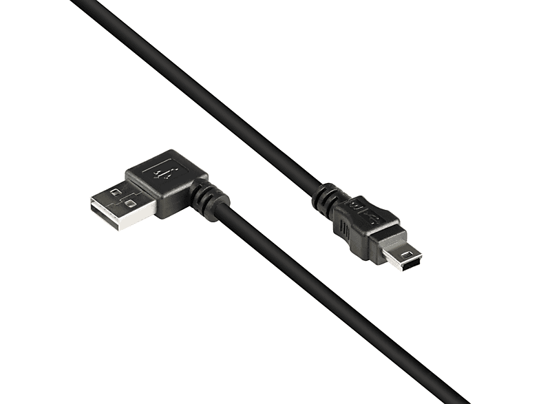 USB Mini schwarz Stecker, Anschlusskabel an B gewinkelt, KABELMEISTER EASY Stecker 2.0 A