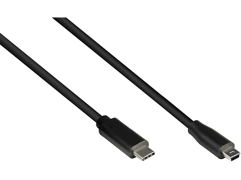 KABELMEISTER USB 2.0, USB-C™ 5-pin, Anschlusskabel schwarz an Stecker B Stecker Mini